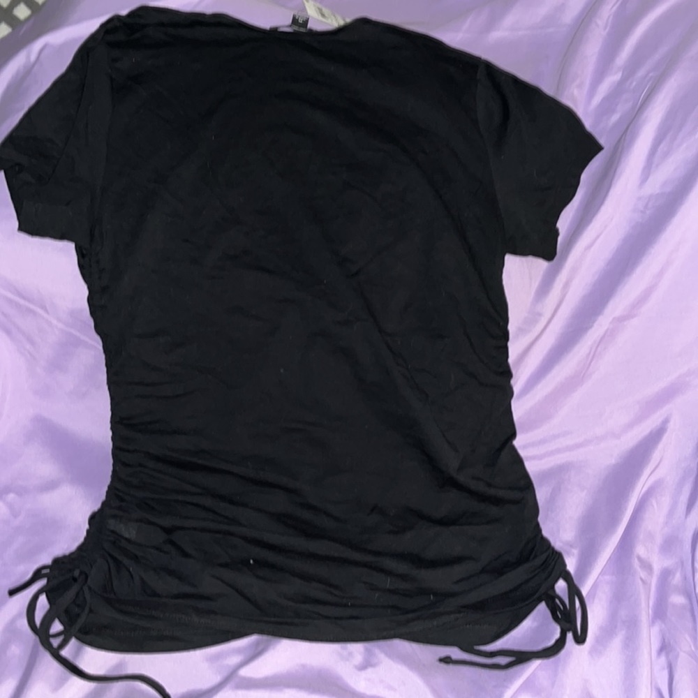 Inc deep, black petite large V-neck with ties on the side